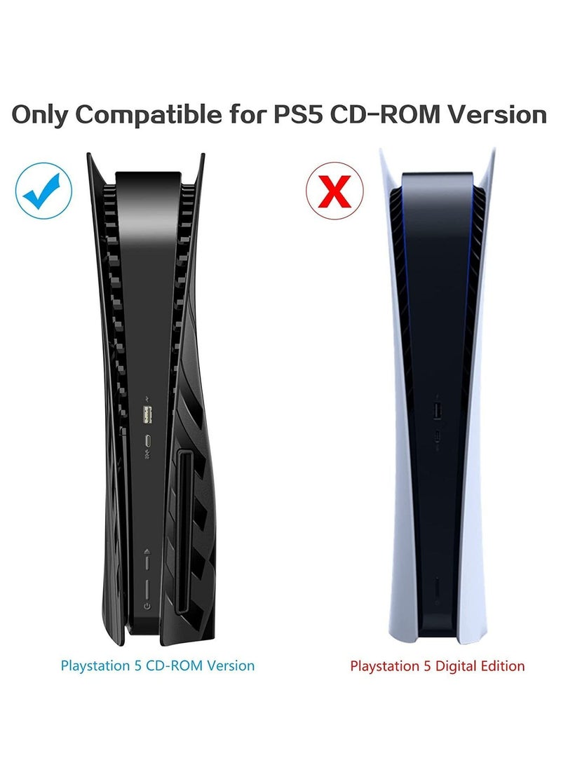 PlayStation PS5 Plates for Accessories, Hard Shockproof Cover Skins Shell Panels Console, Anti-Scratch Dustproof Face Replacement Accessories Playstation 5 Disc Edition - Black - Image 2