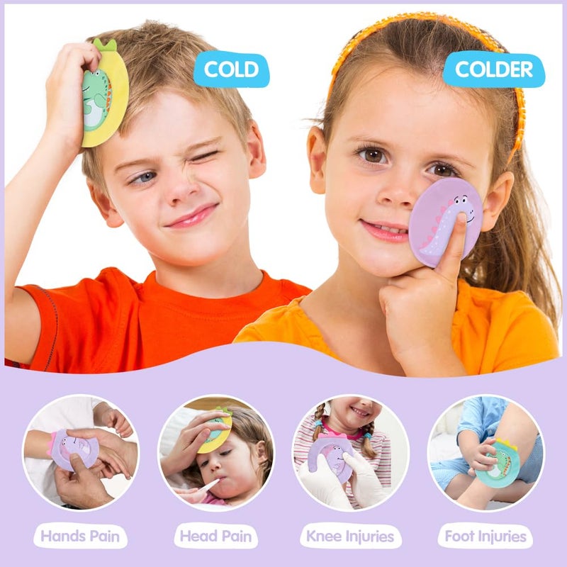 Hilph Kids Ice Packs for Boo Boos, 3 Pack Reusable Gel Hot Cold Packs for Toddlers and Babies, Cute Soft Plush Cover with Hot Cold Compress Pack for Pain Relief, Bump, Bruise, First Aid (Dinosaur) - Image 5
