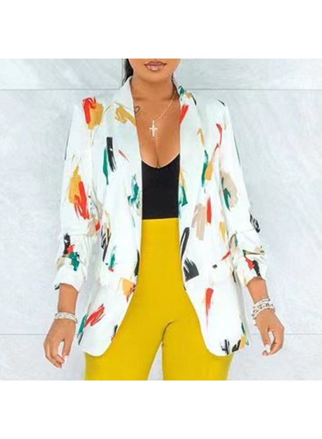 European And American Women's Clothing Style Oil Brush Contrast Color Internet Celebrity Buckle-free Small Suit Jacket Women's