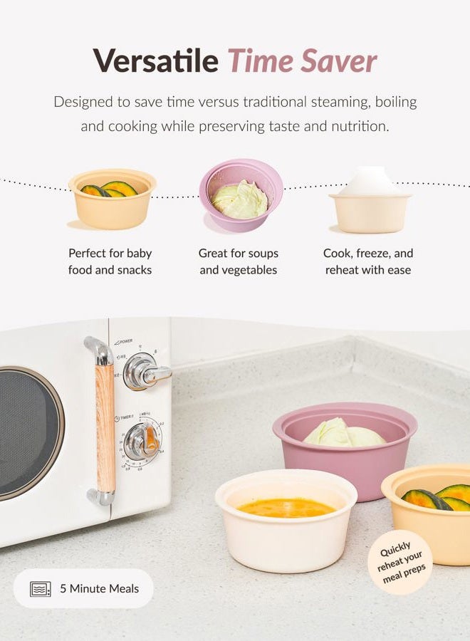 Moyuum Silicone Microwave Steamer | Made in Korea, Baby Food Maker Bowl with Lid, Egg and Vegetable Steam Cooker, Japanese Donabe Inspired Cooking Pot, Dishwasher Safe (Small, Oatmeal) - Image 5
