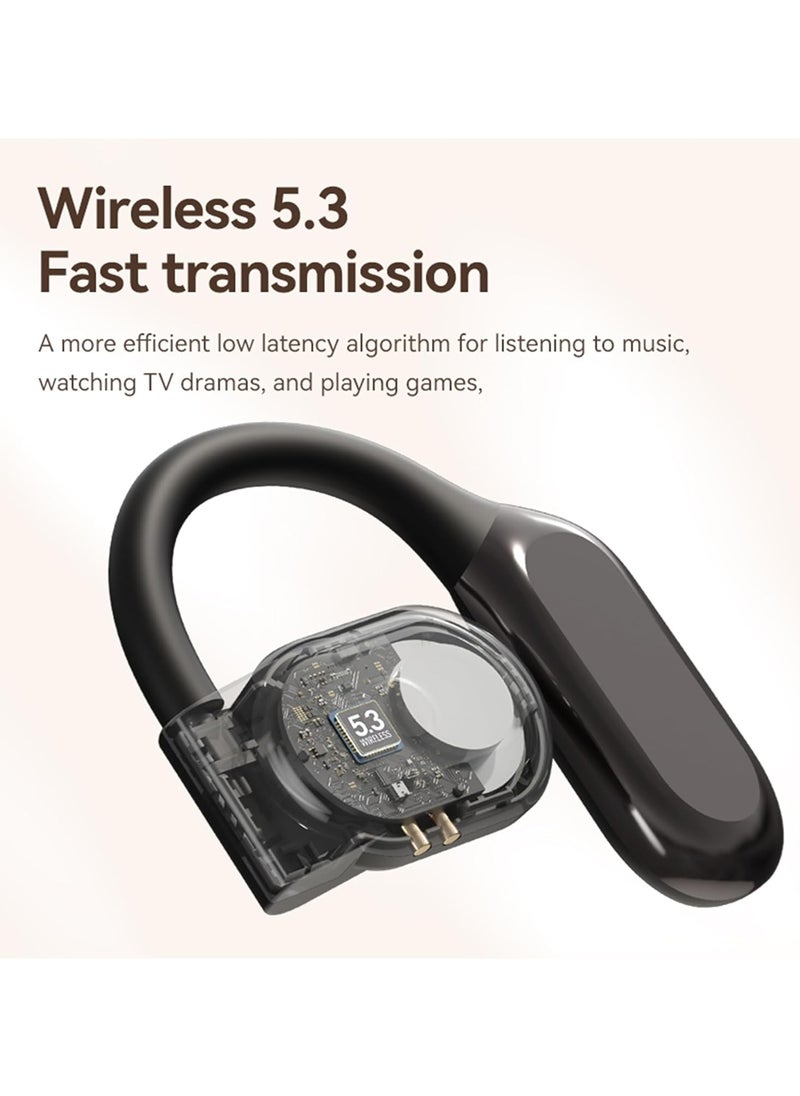 lekikpo Wireless Earbuds Open Ear Earhooks Headphones Air Conduction Headphones LED Power Display Earphones Sport Bluetooth 5.3 Headphones (Black)  - Image 3