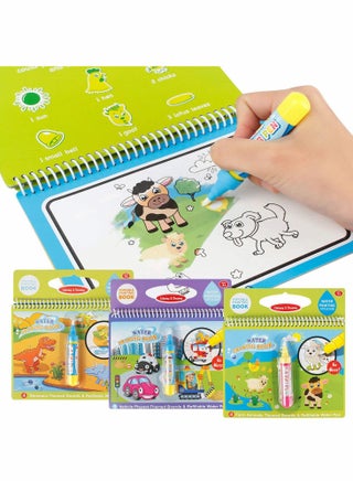 Water Drawing Books Mess Free Coloring Books for Toddlers Water Doodle Painting Board with Pen Educational Toys Birthday Gift for Kids Girls Boys Dinosaur Cartoon Vehicle - pzsku/Z5722BE48208353443F15Z/45/_/1675753491/035ef9ae-7f39-49bd-b4fd-72ae5120b3bf