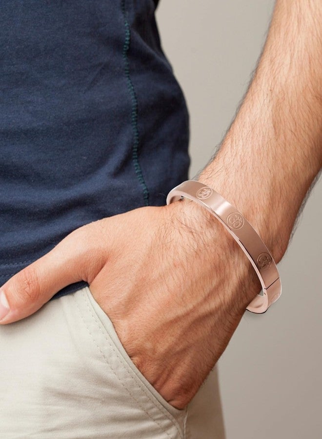 Amaal Bracelet for Men Stylish | Rose Gold Kada for men golden Aum Om Bracelets for Men Boys | Bracelet for Boys Stainless Steel Kadas 8 mm | Waterproof, Anti-tarnish,Rust free,Skin friendly 747 - Image 2