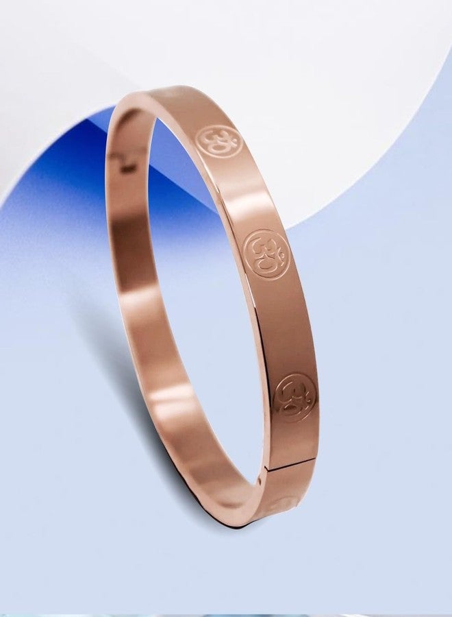 Amaal Bracelet for Men Stylish | Rose Gold Kada for men golden Aum Om Bracelets for Men Boys | Bracelet for Boys Stainless Steel Kadas 8 mm | Waterproof, Anti-tarnish,Rust free,Skin friendly 747 - Image 3