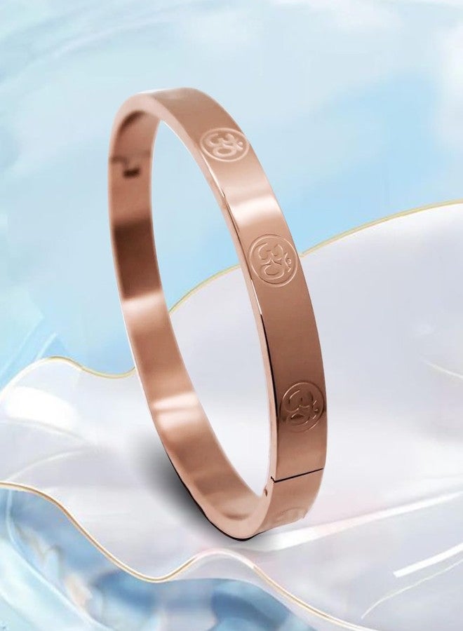 Amaal Bracelet for Men Stylish | Rose Gold Kada for men golden Aum Om Bracelets for Men Boys | Bracelet for Boys Stainless Steel Kadas 8 mm | Waterproof, Anti-tarnish,Rust free,Skin friendly 747 - Image 4