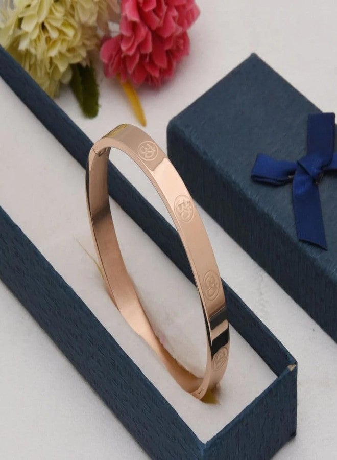 Amaal Bracelet for Men Stylish | Rose Gold Kada for men golden Aum Om Bracelets for Men Boys | Bracelet for Boys Stainless Steel Kadas 8 mm | Waterproof, Anti-tarnish,Rust free,Skin friendly 747 - Image 5