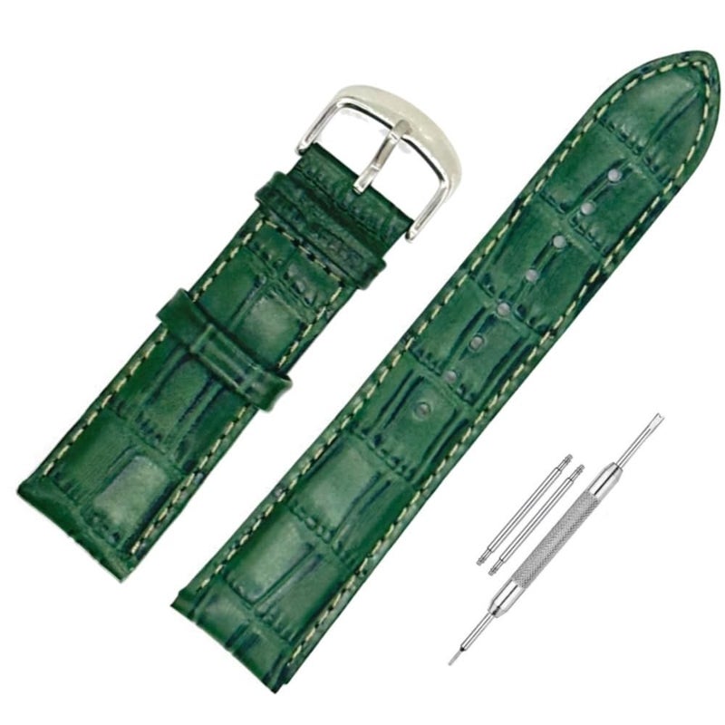 Lineon 22mm Half Padded Genuine Leather Mens Watch Strap For Branded Watches Compitable with Titan, Timex, Casio, Sonata, Tool and Pins Include - Image 1
