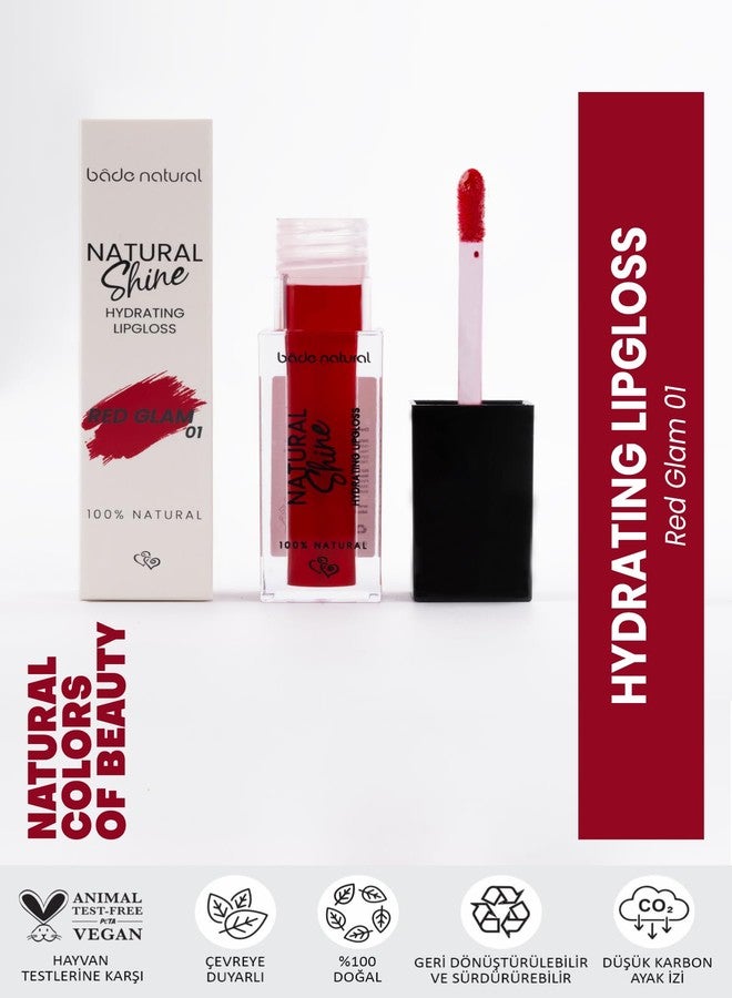 Bade Natural Moisturizing Lip Gloss Red Glam 01 - High-Shine Hydrating Lip Color, Smooth Lightweight Glossy Finish for Everyday Wear - Image 2