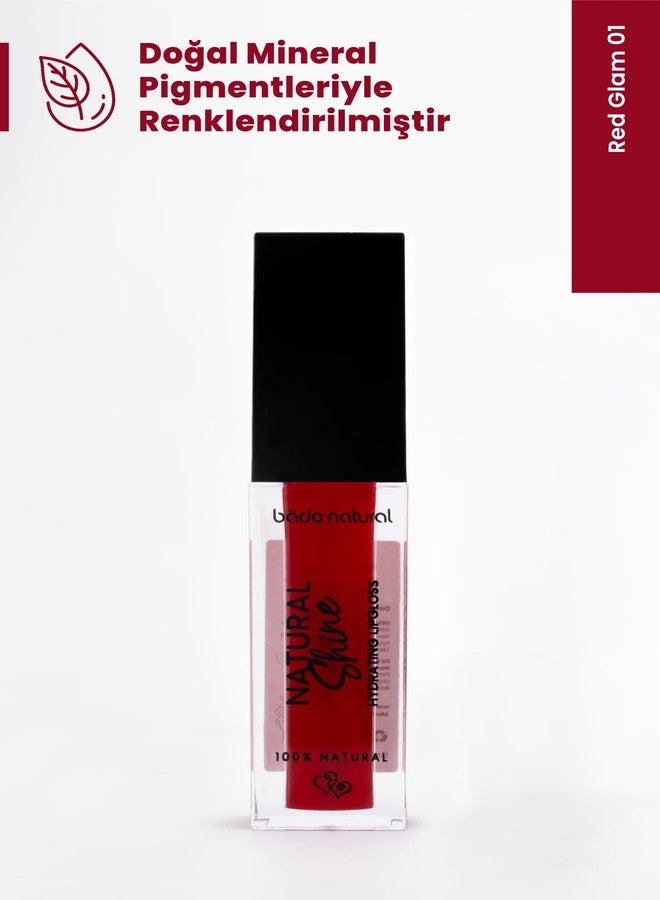 Bade Natural Moisturizing Lip Gloss Red Glam 01 - High-Shine Hydrating Lip Color, Smooth Lightweight Glossy Finish for Everyday Wear - Image 3