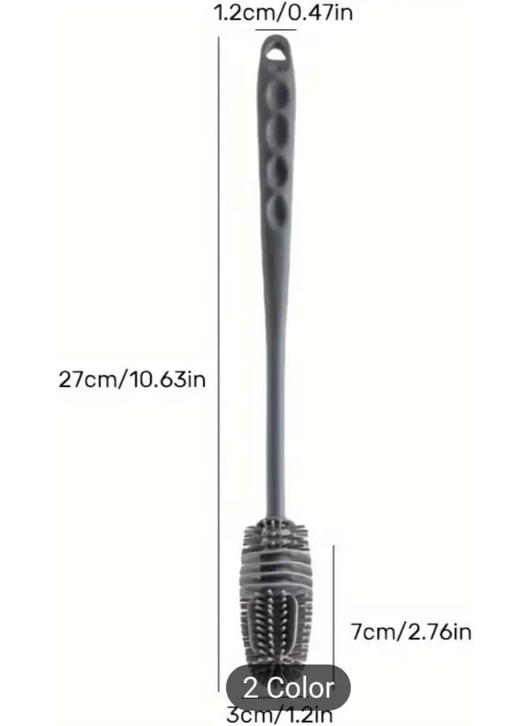 مخطوطات فرشاة زجاجات السيليكون، عبوة واحدة من فرش تنظيف الزجاجات بمقبض طويل للحاويات ذات الرقبة الضيقة، وزجاجات المياه، والترمس، والقوارير المائية، وأكواب القهوة، وزجاجات الأطفال - Image 2