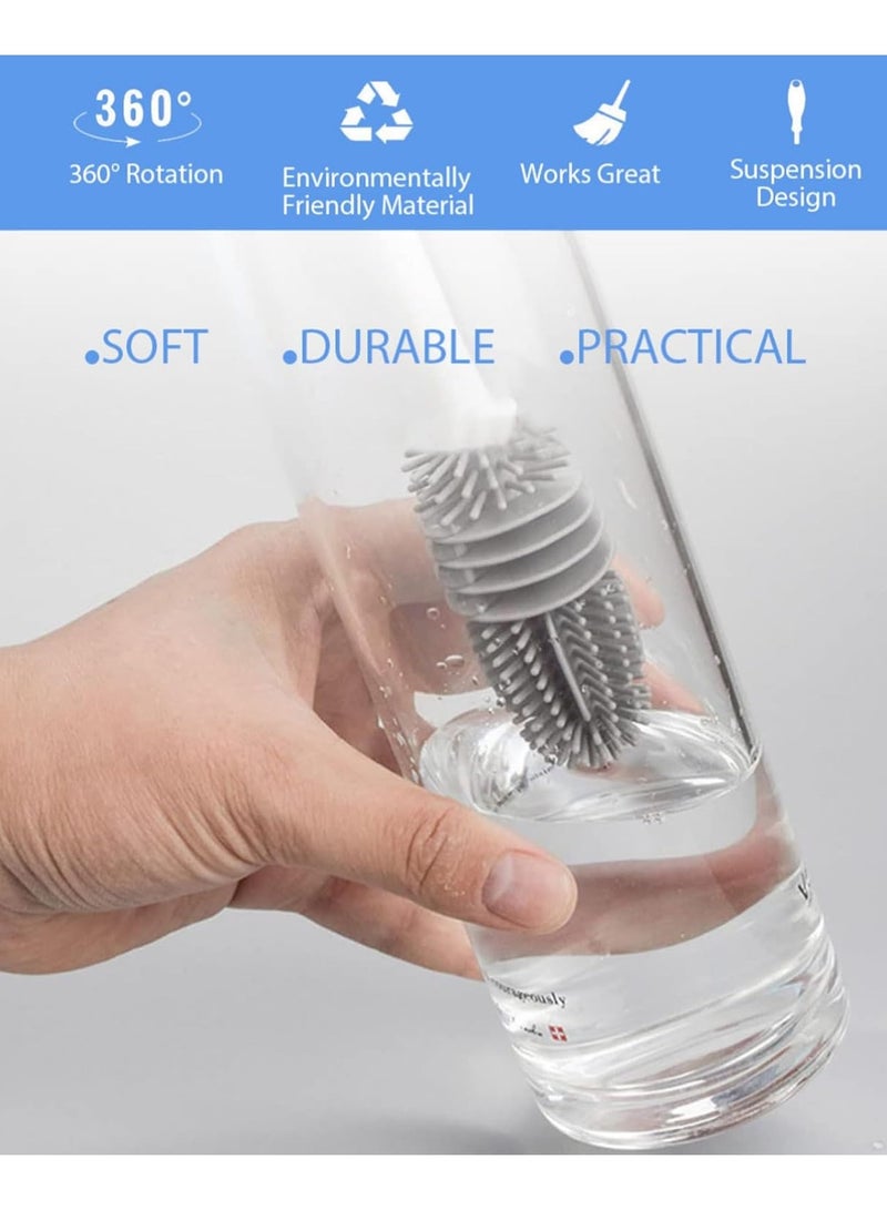 مخطوطات فرشاة زجاجات السيليكون، عبوة واحدة من فرش تنظيف الزجاجات بمقبض طويل للحاويات ذات الرقبة الضيقة، وزجاجات المياه، والترمس، والقوارير المائية، وأكواب القهوة، وزجاجات الأطفال - Image 4