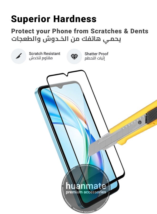 huanmate 2 Pieces Honor X5b Screen Protector – Premium Edge to Edge Tempered Glass, High Transparency, Delicate Touch, Anti-Explosion, Smooth Arc Edges, Easy Installation - Image 3