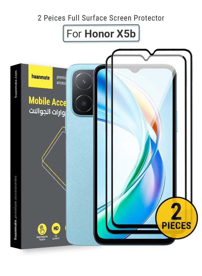 huanmate 2 Pieces Honor X5b Screen Protector – Premium Edge to Edge Tempered Glass, High Transparency, Delicate Touch, Anti-Explosion, Smooth Arc Edges, Easy Installation - Image 1