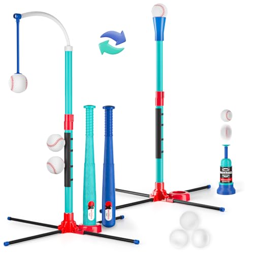Handwell 3in1 T Ball Set for Kids Hanging Batting Tee T Ball Stand Set Auto BaseBall Launcher for Toddlers Youth Adjustable Height with 2 Bats 6 balls OutdoorIndoor Toys Sports Gifts for 312 years old - Image 1