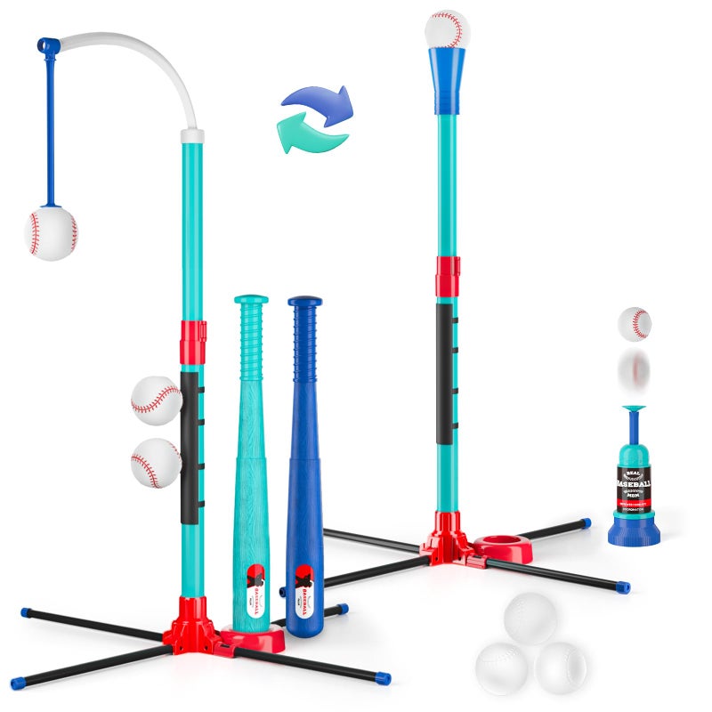 Handwell 3in1 T Ball Set for Kids Hanging Batting Tee T Ball Stand Set Auto BaseBall Launcher for Toddlers Youth Adjustable Height with 2 Bats 6 balls OutdoorIndoor Toys Sports Gifts for 312 years old - Image 2