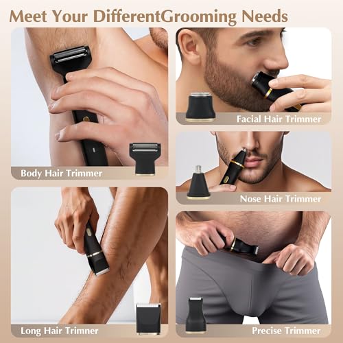 EiLVEEY Electric Bikini Trimmer for Women 5 in 1 Rechargeable Electric Razors for Women IPX7 Waterproof Pubic Hair Trimmer Painless Womens Body Shaver Facial Razor Nose Hair Shaver Black - Image 3