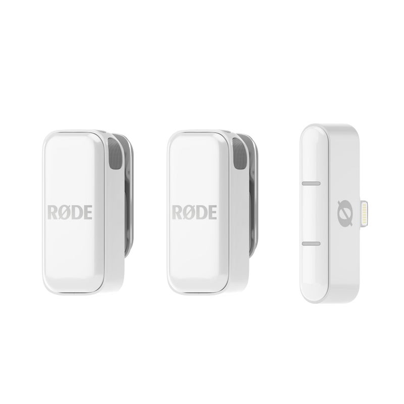 RODE RÃ˜DE Wireless Micro - Compact Wireless Microphone, Two Mics with Charge Case for Smartphone Content Creation - Lightning, White - Image 1