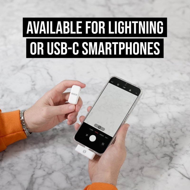 RODE RÃ˜DE Wireless Micro - Compact Wireless Microphone, Two Mics with Charge Case for Smartphone Content Creation - Lightning, White - Image 5