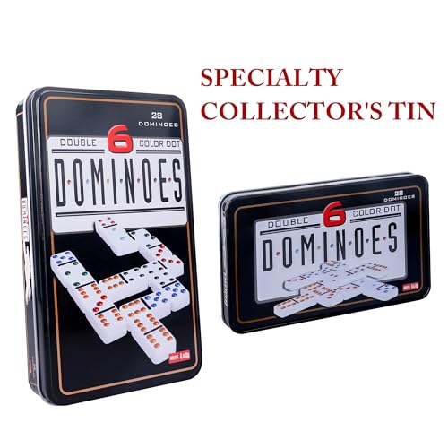 GOTHINK Double 6 Dominos Set for Adults with Tin Box Storage - 28 Tile Colorful Dot Dominoes Games Set for Family Night Gift Travel Game - Classic Party Board Game Ideal for 2-4 Players - Image 3
