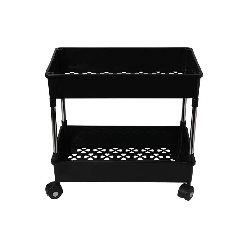 Leaffybezz Multipurpose 2Tier Storage Shelf Storage Rack with Wheels Storage Organizer Cart for Kitchen Pantry Closet Bedroom Bathroom2 LayerBlack - Image 2