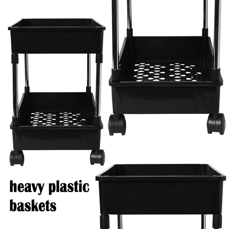 Leaffybezz Multipurpose 2Tier Storage Shelf Storage Rack with Wheels Storage Organizer Cart for Kitchen Pantry Closet Bedroom Bathroom2 LayerBlack - Image 5