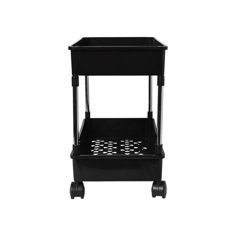 Leaffybezz Multipurpose 2Tier Storage Shelf Storage Rack with Wheels Storage Organizer Cart for Kitchen Pantry Closet Bedroom Bathroom2 LayerBlack - Image 4