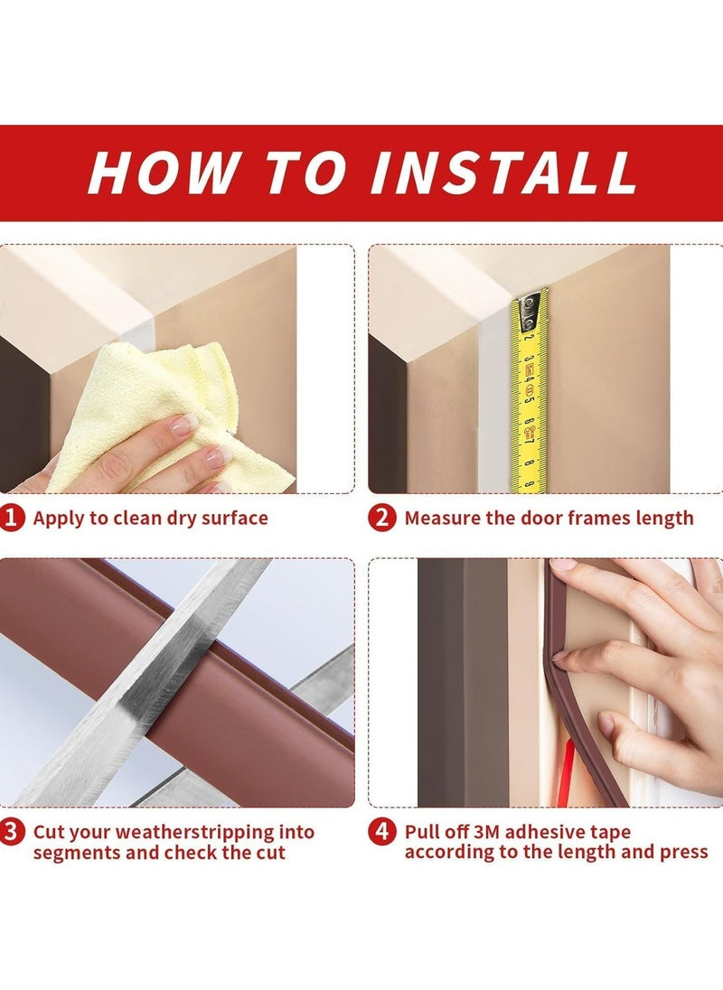 Generic - Rubber Weather Stripping Door Seal Strip, Door Rubber Weather Seal Strip, Self-Adhesive Door Weatherstripping Soundproofing Door Seal Strip for Windows(6m, brown) - Image 1