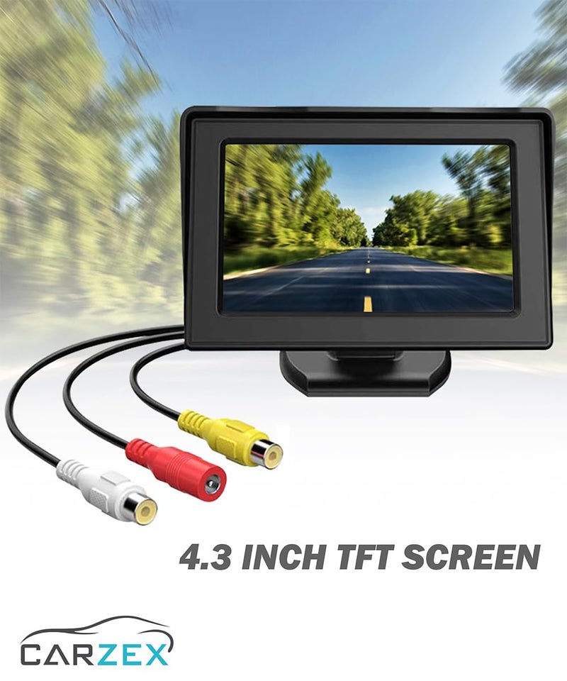 Carzex 5 inch Car Dashboard LCD Rear View Screen with 8 LED Night Vision Car Reverse Parking Camera - Image 2