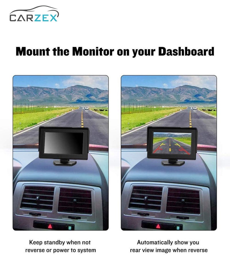 Carzex 5 inch Car Dashboard LCD Rear View Screen with 8 LED Night Vision Car Reverse Parking Camera - Image 4