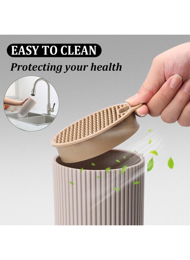 6-Piece Professional Kitchen Knife Set with Universal Knife Block – Chef, Japanese & Utility Knives, Kitchen Scissors, Non-Stick Blades & Ergonomic Handles – Stainless Steel, Khaki - Image 5