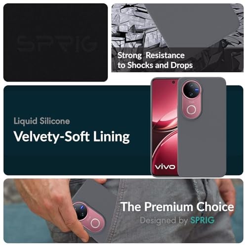 SPRIG Compatible with iQOO Z10R 5G Premium SilkTone Back Cover Drop Tested Shock Proof Mobile Case for Men, Women, Boys and Girls with Camera Protection (Dark Grey) - Image 2