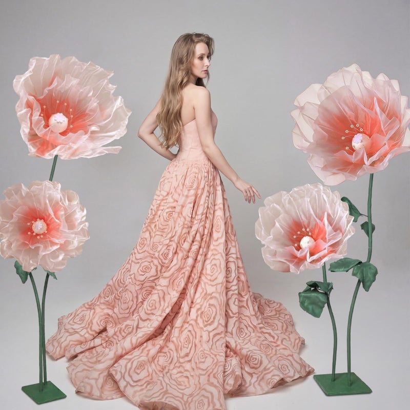 FineCheer 4 Pcs Wedding Giant Flowers Decorations 24 Inch 16 Inch 3D Large Silk Flowers Artificial Faux Floral Backdrop for Wedding Graduation Bridal Shower Birthday Party Supplies(Pink Gradient) - Image 5