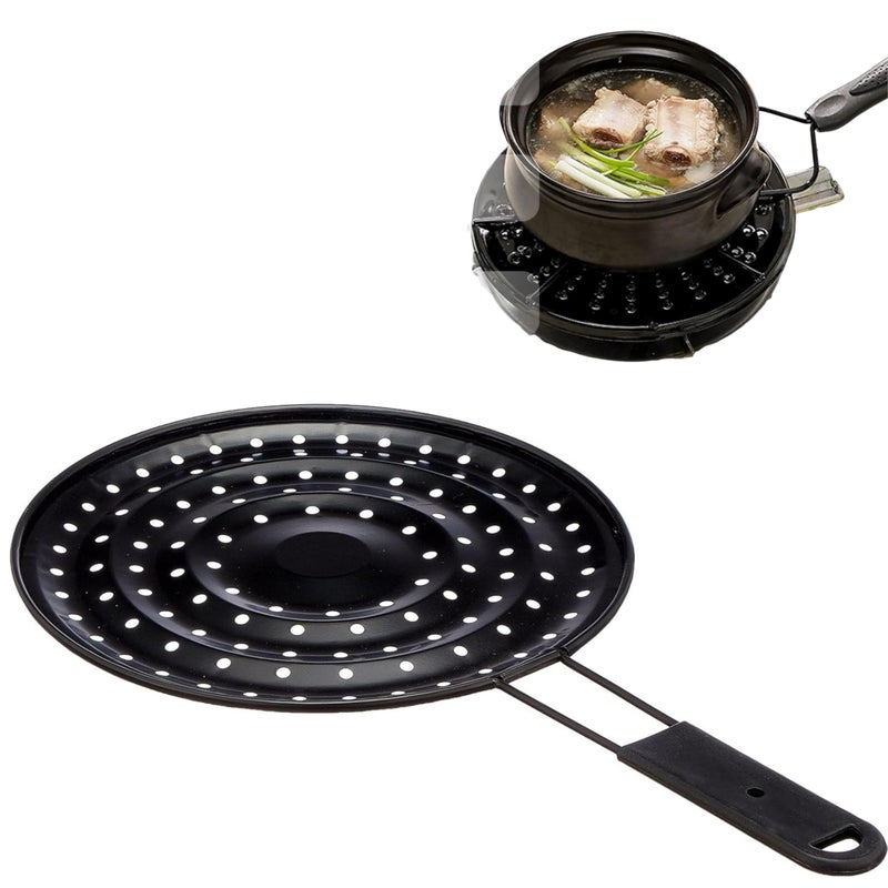 Kitchen Heat Diffuser for Gas & Electric Stove Cooktop – Ideal for Clay Pots, Tagines, Moka Pots, Cookware - Simmer Plate Heat Disperser for heat ranges – Safe Handle – Heat-Resistant black 4pcs - Image 1