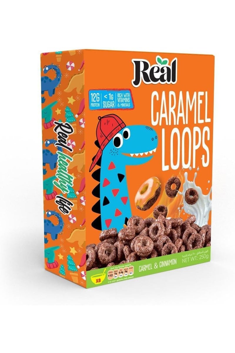 Real Flakes Caramel Loops – Crunchy Caramel Cinnamon Cereal, Less Sugar, 250g (pack Of 3) - Image 2