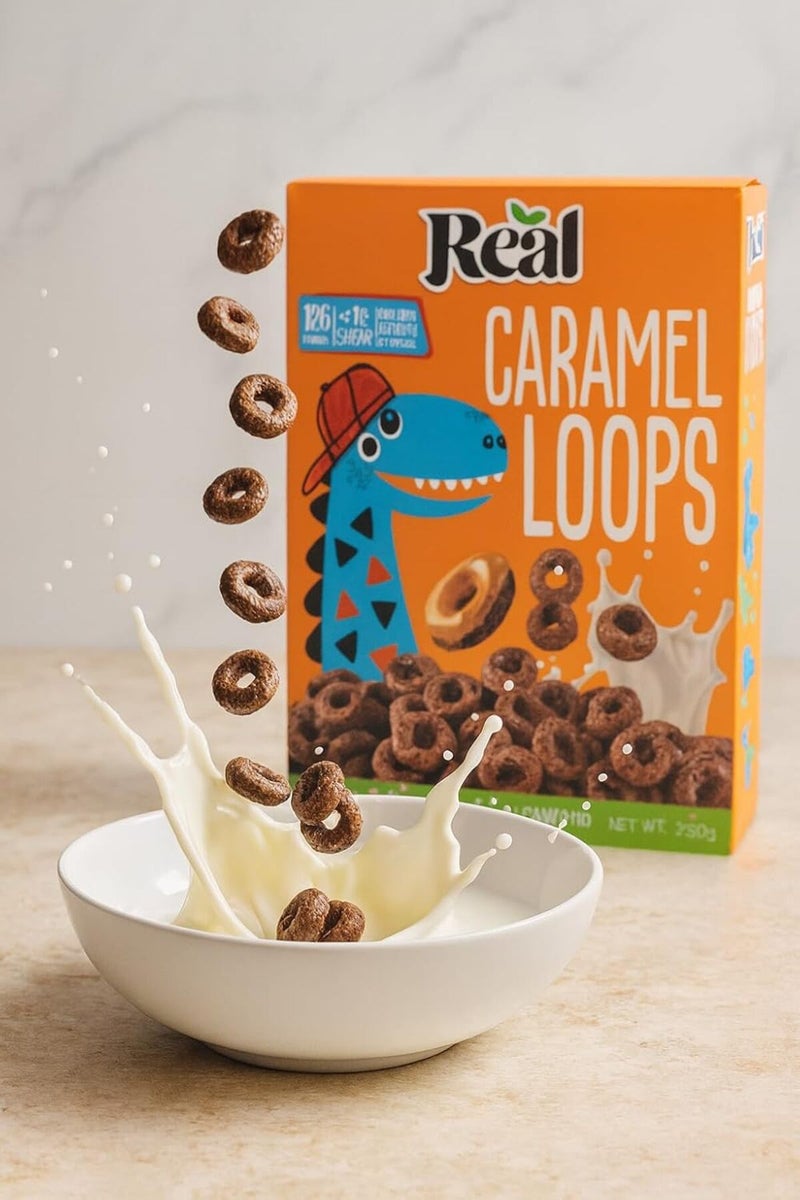 Real Flakes Caramel Loops – Crunchy Caramel Cinnamon Cereal, Less Sugar, 250g (pack Of 3) - Image 4