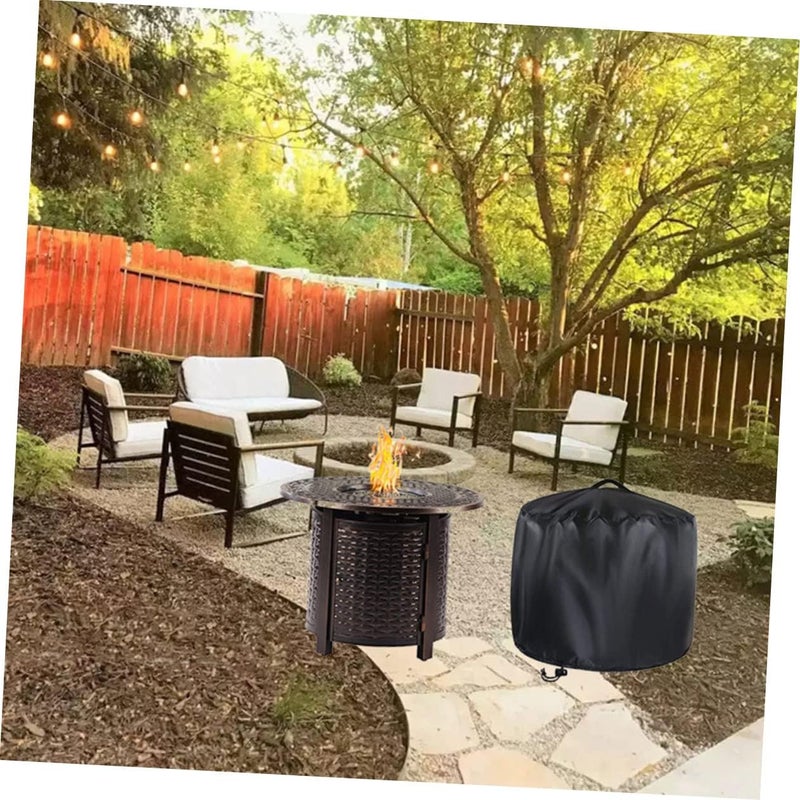 Garden Fire Pit Cover Barbecue Oven Cover Outdoor BBQ Protector Fire Pit Round - Image 3