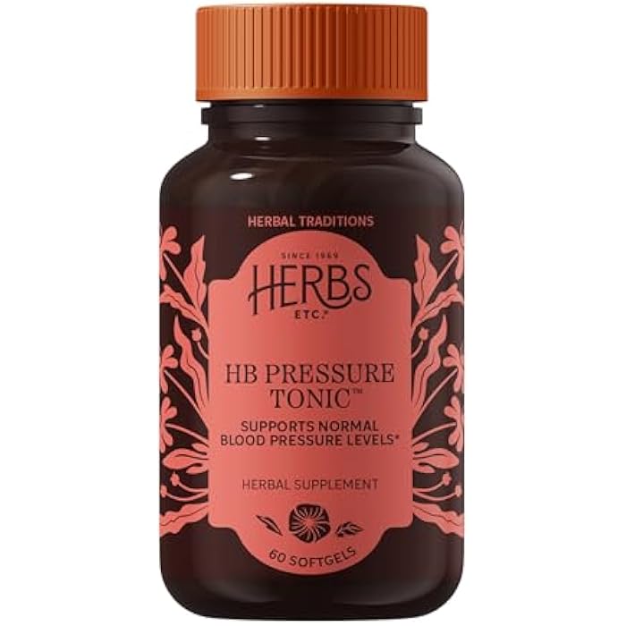 Herbs Etc. HB Pressure Tonic Softgels - Herbal Supplement for Cardiovascular Health & Healthy Circulation - Linden, Hawthorn & European Mistletoe - Gluten-Free & Organic - 60 Count (60 Servings) - Image 1