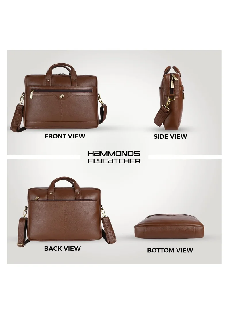 HAMMONDS FLYCATCHER Laptop Bag for Men - Leather Office Bag with Multiple Compartments - Fits 14/15.6/16 Inch Laptop Bag - Messenger and Shoulder Bag for Travel - Water Resistant – Brushwood LB138, V3F7