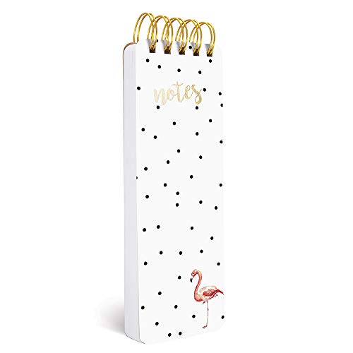 Graphique Flamingo Fun Reporter Journal, Portable Notebook with Chic Black Polka Dotted Cover, Flamingo Decal and Embellished Gold Foil - 150 Sheets w/ Matching Cover Designs, 3" x 8.75" - Image 1