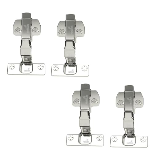 Hettich Onsys 4447i, Door Hinge with Mounting Plates & Cover Caps | Quality Certified to European Standard |105° Door Opening Angle | (Door Thickness 14-25 mm : 0 Crank) | Pack of 2 (4 Hinges) - Image 1