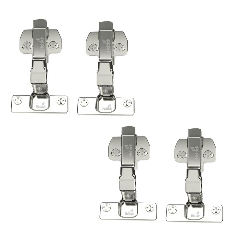Hettich Onsys 4447i, Door Hinge with Mounting Plates & Cover Caps | Quality Certified to European Standard |105° Door Opening Angle | (Door Thickness 14-25 mm : 0 Crank) | Pack of 2 (4 Hinges) - Image 5