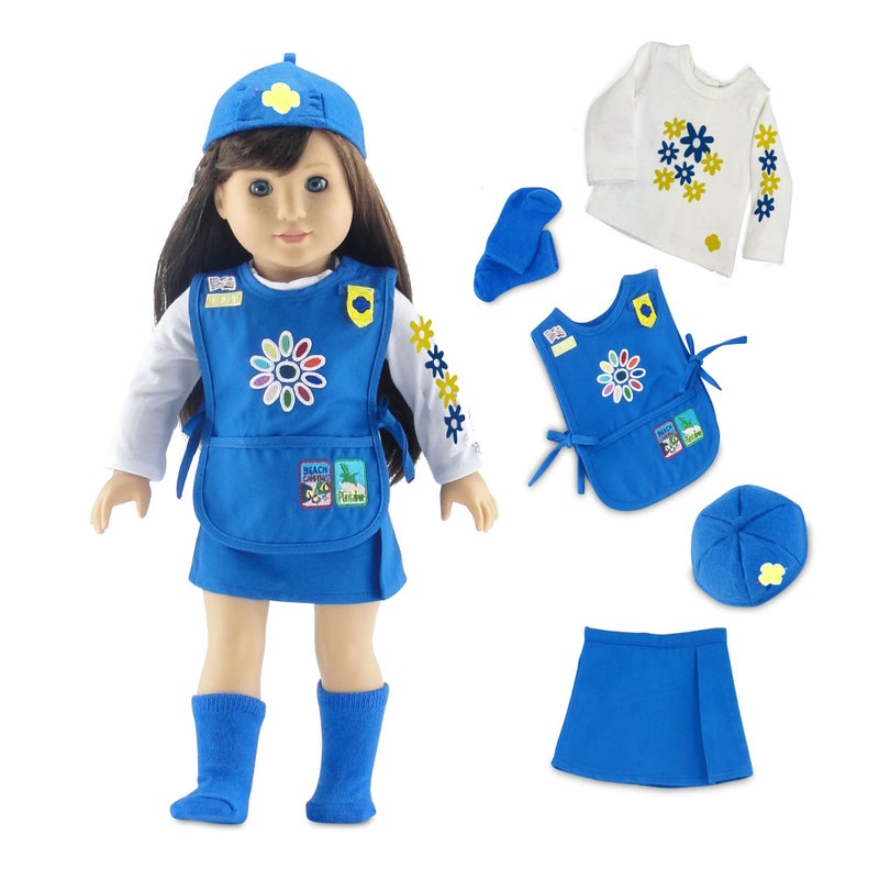 Emily Rose 18 Inch Doll Clothes - 5PC Daisy Girl Scout Uniform Including Embroidered Patches | Officially Licensed | Compatible with American Girl Dolls | USA Business - Image 1