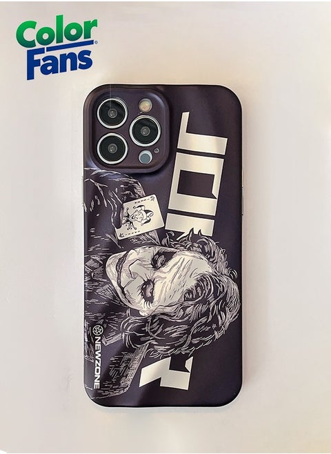 Apple iPhone 14 Pro Max Case with Three-Dimensional Wavy Pattern - DC Joker Phone Case in Black and White