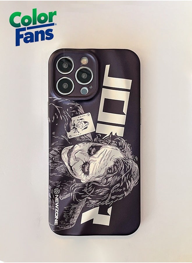 Apple iPhone 14 Pro Max Case with Three-Dimensional Wavy Pattern - DC Joker Phone Case in Black and White