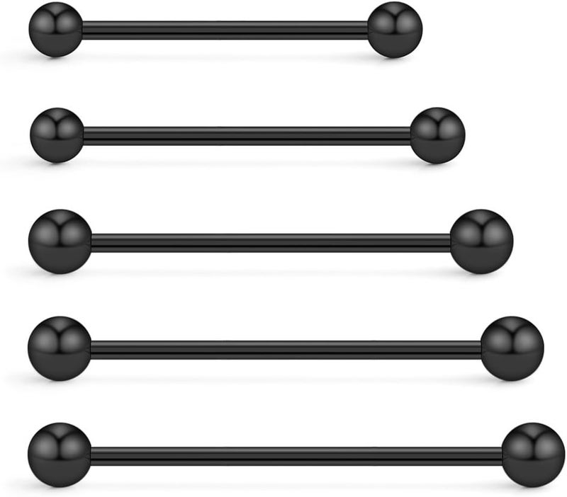 Ruifan 5PCS 14 Gauge Industrial Barbell Cartilage Earring Body Piercing Jewelry Set - Image 1