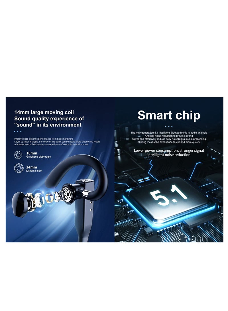 Bluetooth Headset, Handsfree Wireless Headset with Microphone, Bluetooth Earpiece for Cell Phone, PC Tablet, Laptop Computer, Noise Cancelling, 10-Hour Call, Headphones + Charging Case - Image 2