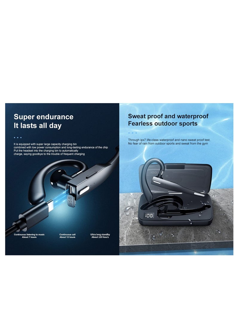 Bluetooth Headset, Handsfree Wireless Headset with Microphone, Bluetooth Earpiece for Cell Phone, PC Tablet, Laptop Computer, Noise Cancelling, 10-Hour Call, Headphones + Charging Case - Image 4