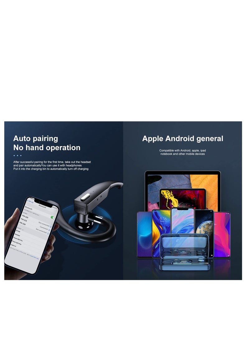 Bluetooth Headset, Handsfree Wireless Headset with Microphone, Bluetooth Earpiece for Cell Phone, PC Tablet, Laptop Computer, Noise Cancelling, 10-Hour Call, Headphones + Charging Case - Image 5