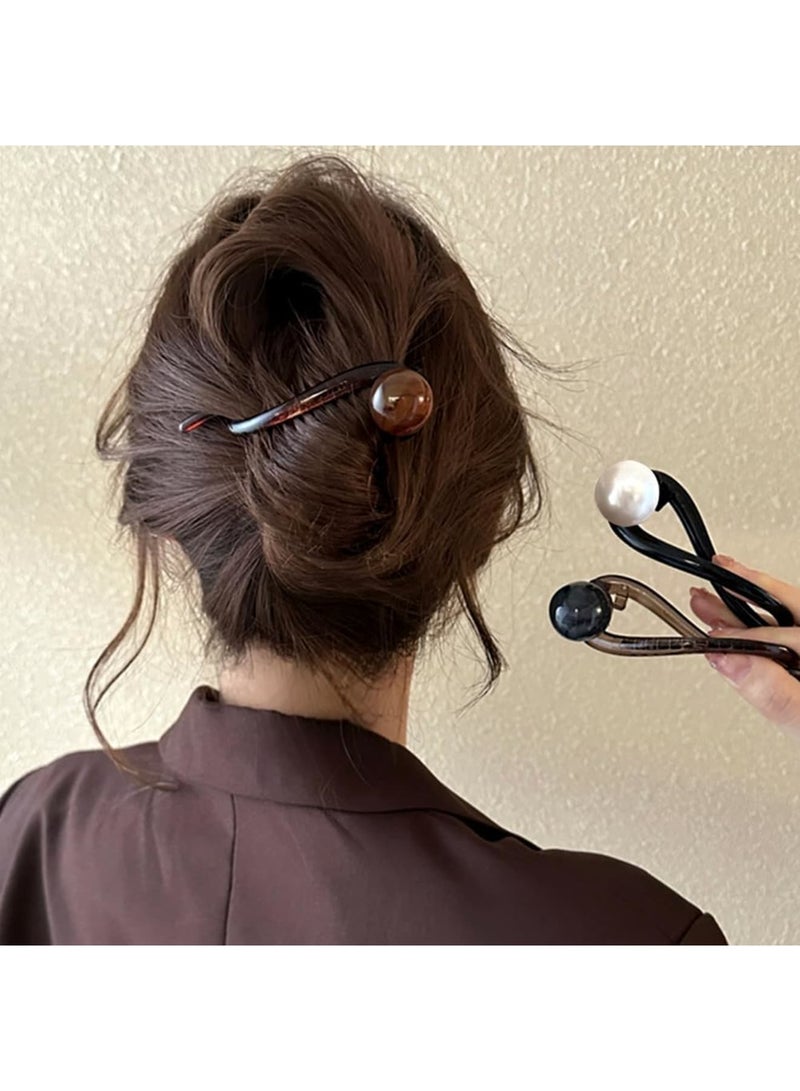 SYOSI Elegant Pearl French Hair Barrette, French Twist Hairstyling Accessory for Women & Girls, Non-slip Tousle Pin & Double-claw Claw Clip Design, Stylish Hair Accessories for Every Occasion (3PCS) - Image 3