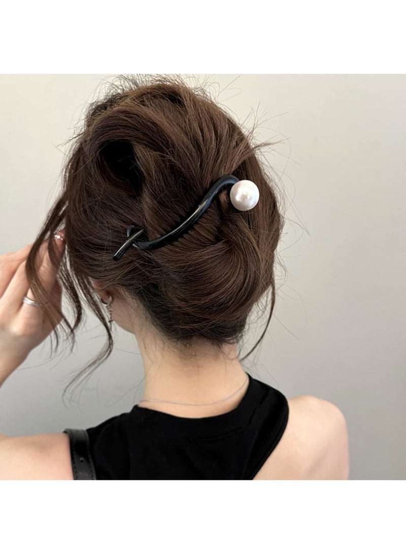 SYOSI Elegant Pearl French Hair Barrette, French Twist Hairstyling Accessory for Women & Girls, Non-slip Tousle Pin & Double-claw Claw Clip Design, Stylish Hair Accessories for Every Occasion (3PCS) - Image 5
